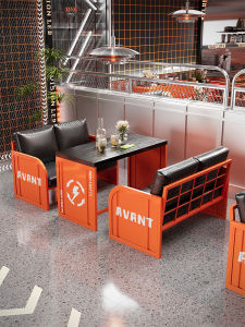 Industrial Style Bar Table And Chair Combination Milk Tea Shop Coffee House Barbecue Restaurant Creative Music Clear Bar Sofa
