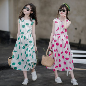 Girl Beach Skirt Western Style Cotton Bohemia Long Skirt over the Knee Large Kids Seaside Holiday Dress