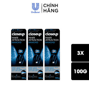 Combo 3 Kem Đánh Răng Closeup Dạng Gel Trắng Răng Diamond Attraction Ngay Sau 1 Lần Chải 100G/Tuýp