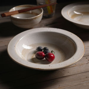 Đĩa Tròn Kiểu Nhật Bản Bằng Gốm Dày Sáng Tạo Đĩa Đựng Salad Đĩa Đựng Thức Ăn Trưa Đĩa Đựng Súp Đĩa Đựng Tráng Miệng Đĩa Đựng Thức Ăn Nhanh