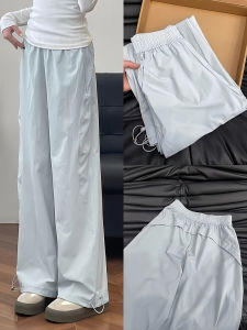 Outdoor Leisure Thin Wide Leg Pants Womens High Waist Cuffed Two-Way Wear Quick Dry Workwear Trousers Autumn Versatile