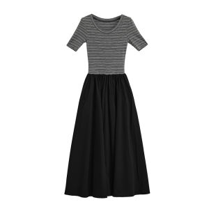 Visual Cutting Striped Patchwork Dress