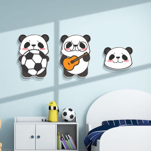Cute Panda 3D Wall Decals Childrens Room Decoration Creative Waterproof PVC Ceiling Cover Hole Filler Adorable Room Decor