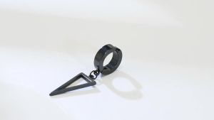 Vnox 1 Piece Gothic Punk Hoop Earrings for Men WomenBlack Stainless Steel Huggie Hoops Ear JewelryCross Geometric Dangle