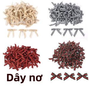 Ruộng Băng Nơ Giáng Sinh Mini 10/50 Cái Chất Liệu Vải Lanh Satin Trang Trí Cây Thông Noel Làm Đồ Handmade Kẹp Tóc Quà Tặng Năm Mới Trang Trí Tiệc Giáng Sinh