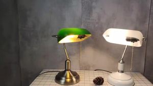 💥Dream Best🔥 American Retro Table Lamp Glass Lampshade Eye Protection Learning Lamps Pull Switch Old Shanghai Lighting Fixtures