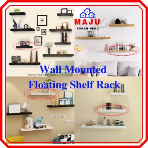 MAJU  1 Set 4psc Wall Mounted Floating Shelf Rack Rak Dinding Terapung Rumah Hanging Shelf Simple Ikea Minimal Shelfs Wall Mounted Floating Shelves