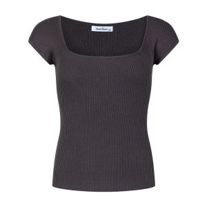 MosesQueen American Style Spicy Girl Short Sleeve T-Shirt Womens Slim Fit U-Neck Ribbed Tight Body Casual Pure Color Summer Top