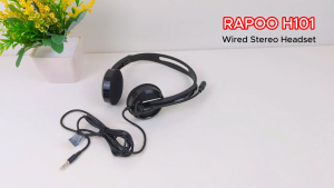 Rapoo H101 หูฟังสเตอริโอสายคอมพิวเตอร์หูฟังเกมพร้อมหูฟังเสียงไมโครฟ์พร้อมแจ็คเคเบิลเสียง 3.5 มม. สำหรับคอมพิวเตอร์