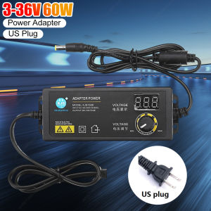 3-36V 60W Power Switching Adapter Adjustable Voltage with LED LCD Voltage Regulation Power Household Supply Adatpor（US Plug）