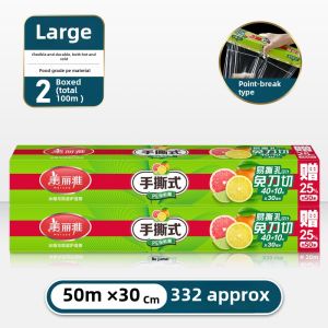 Maryya Hand Tear Large Roll Preservation Film Economic Pack Kitchen Food Grade Heat Resistant Microwave Safe No Cutter Needed