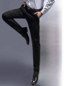 กางเกงลำลองทรงสลิมฟิตสำหรับผู้ชาย ทรงหลวม ไม่ต้องรีด กางเกงขายาวทรงยืดหยุ่นป้องกันรอยยับ ทรงลำลอง ฤดูใบไม้ผลิและฤดูร้อน