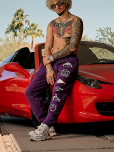 JIANSHENSHIJIAJIANSHEN | Fashion Print Running Pants Tapered Cuff
