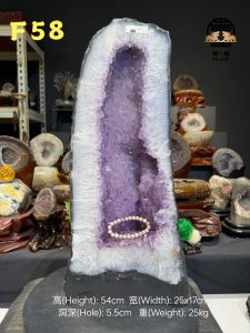 tall amethyst nice crystal geode 100%mother natural 五行“火木”🔥🪵 超值💯天然紫晶洞 54cm高体型 晶体光泽紫度亮 薄皮玛瑙边 带有些许黄娇花 (如定制实木底座另加RM60)👈🏻optional 高(Height): 54cm 宽(Width): 25x17cm 洞深(Hole): 5.5cm 重(Weight): 25kg 邮寄包打木架不加价✅ #双喜最低价 #绝对天然水晶💯 #贵人财运🆙 #风水五行 #金木水火土