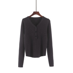 Spring Autumn V-neck Knitted Sweater Women Fashion Overhead Slim Short Soft Long Sleeve Sweater Base Shirt Top Korean Style