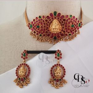 INDIAN WOMEN TRADITIONAL MAHALETCHUMY CHOKER NECKLACE SET
