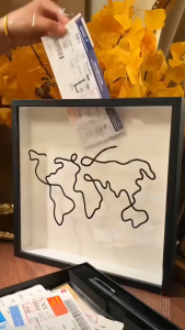 Shadow Box Picture Frame with Top Slot - Display Tickets/Memories Photo Frame for Travel Keepsakes & Souvenirs Collection