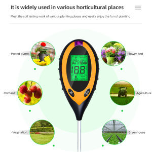 4 in 1 Soil Moisture Meter Digital Plant Temperature Soil Moisture PH Meter Sunlight Intensity Environment Humidity