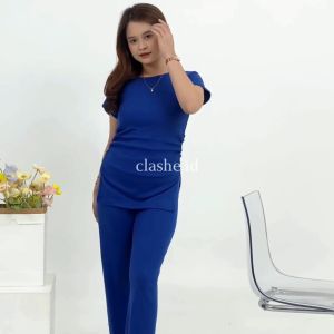 Isyana Setelan Basic Long Top dan Kulot Panjang Rib - OOTD by Clashe