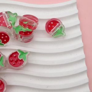 18x24mm Red Strawberry Shaped Acrylic Beads For Jewelry Making Needlework DIY Handmade Bracelet Necklace Keychains Accessories