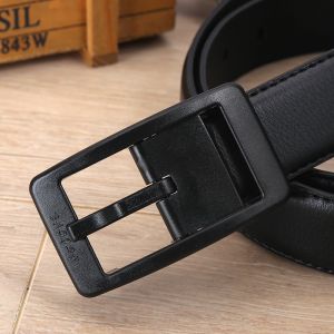 Black Leather Belt for Men And Women No Metal Plastic Buckle Anti Allergy Security Check Suitable for All Ages Fashionable