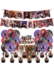 Anime Themed Birthday Party Decoration Set Children Balloons Banner Flag Cake Topper Latex Balloons Universal Print Design