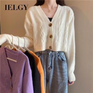 IELGY high waist slimming sweater womens single-breasted knitted cardigan