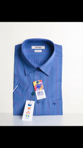 Áo sơ mi Việt Tiến tay ngắn vải hoa hồng