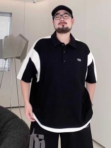 Summer New Arrival Plus Size Mens Clothing Fake Two-Piece Polo Shirt Overweight Man Loose plus Size Casual Short Sleeve Polo Shirt