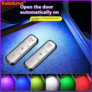 Kebidumei 2Pcs Car Auto Open Door Lights LED Welcome Light Magnetic Control Wireless USB Charging Anti-collision Emergency Strobe Signal Lamp