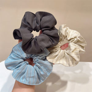 ผ้าคลุมผมลายทางหนาสไตล์เกาหลีพร้อมดอกไม้สำหรับผู้หญิงในฤดูใบไม้ผลิและฤดูร้อน สายรัดผมแบบหนาสุดหรูหรา