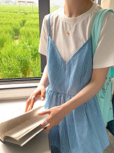 AIYITI | Popular Loose Blue Checkered Tank Top
