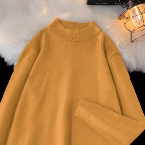 WANTELU | Half-high Neck Men Winter Knit Sweater White