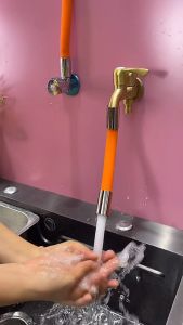 Ống Nối Dài Vòi Nước Màu Cam 3 Chế Độ Đa Năng Xoay 360 Độ Có Van Đầu Vòi Tiết Kiệm Nước