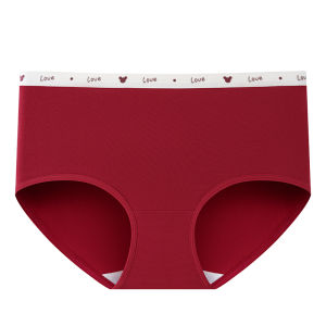 JIAZINI | Antibacterial Pure Cotton Red Underwear Womens Mid-Waist Triangle Shorts Snake Year Design Comfortable Breathable Briefs