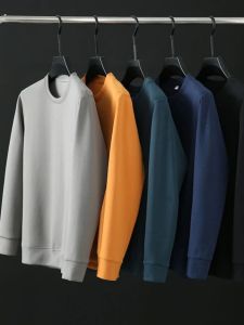 Luxurious Quality Air Cotton round Neck Sweatshirt Comfortable Casual Mens Fashion Solid Color New Model Streetwear Style