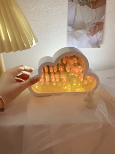 Tulip Lamp Light Cloud Light Diy Led Light Creative Flower Lamp Girls Valentine Birthday Party Anniversary Gifts Handmade DIY Material Flower Mirror Home Decor