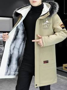 Áo Khoác Cotton Dày Ấm Áp Thời Trang Nam Dài Vừa Phải Có Mũ Trùm Đầu Mùa Đông 2021 Phong Cách Mới Có Túi Bên Hông