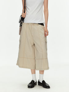MADWITCH | American Vintage Structured Stitching Side Pocket Cargo Capri Pants