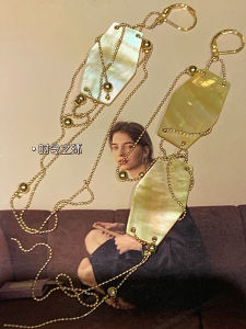 Original Design Yellow Shell Tassel Earrings Exaggerated Unique Winter Ear Jewelry Handmade Pearl Mother of Pearl Geometric Pattern for Women