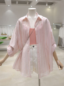 Summer 2025 Womens Loose Fit Long Sleeve Sun Protection Shirt Thin Quality Embroidered Ultra Light Middler Length Cover Butt