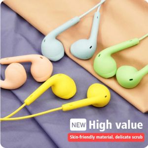 Macaron Earphone In-Ear Volume Control with Built-in Microphone High Bass 3.5mm Wired Earphones earbuds Macaron Second-Generation Wired Earphones With Wired Control And Microphone Direct Plug Earphones