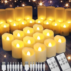 6PC USB Có Thể Sạc Lại Đèn LED Không Cháy Có Thể Sạc Lại Với Bộ Hẹn Giờ Từ Xa Đèn Trà Chạy Bằng Pin Để Trang Trí Bàn Tiệc Cưới
