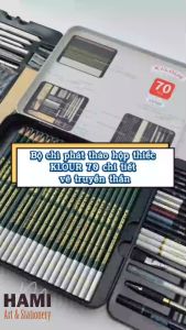 Bộ chì phát thảo hộp thiếc KALOUR 70 chi tiết vẽ truyền thần HT-SKP070