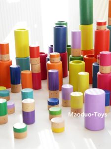 Rainbow Building Blocks Cute Solid Wood Montessori Open Baby Kids Enlightenment Toy Scene Build Waldorf Zy