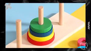 Menara Hanoi Tower Stacking Bulat Mainan Edukasi Susun Kayu - Mainan Kayu Wooden Toy Piramida Susun / Alat Peraga Pendidikan
