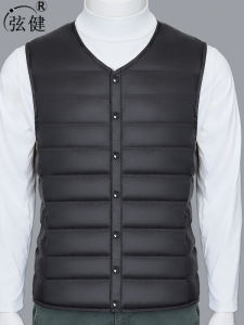 เสื้อกั๊กขนเป็ดชาย ทรงสั้น น้ำหนักเบา สำหรับผู้ชาย ฤดูใบไม้ร่วง/ฤดูหนาว เสื้อคลุมกันหนาวแบบสวมใส่ด้านใน เสื้อกั๊กขนเป็ด