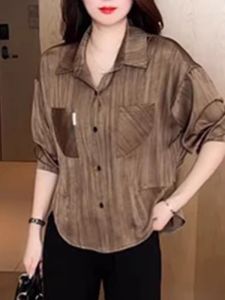 DAIXIANGFEIZI | Áo Blouse Mới Thời Trang Kích Cỡ Lớn Chất Lụa Bóng Mịn Xuất Hiện Mùa Xuân Thu
