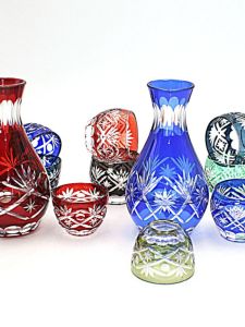 Japanese Style Handmade Glass Sake Cup Whiskey Cup Etched Design Home Use Vintage Aesthetic Single Piece under 50ml Capacity