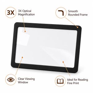 3X Magnifying Glass Portable Reading Magnifier Slim Clear Pocket Magnifier for Small Print Books Labels Receipts Easy Carry